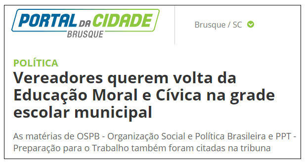 Educação Moral e Cívica em Brusque