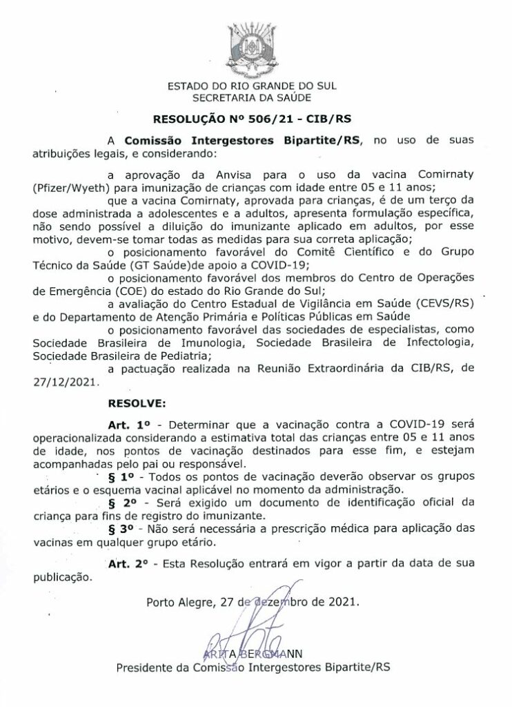 vacinação em crianças